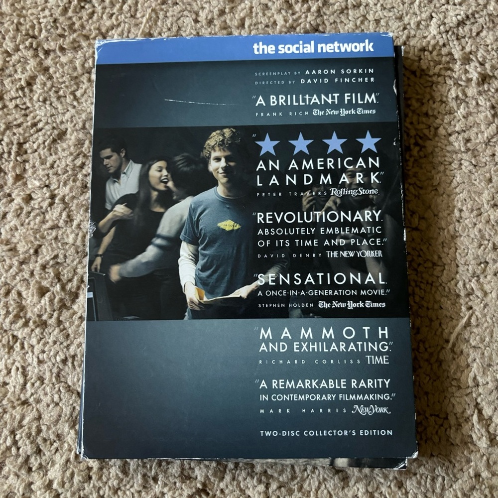 The Social Network (DVD, 2010) Drama, History, Jesse Eisenberg, Andrew Garfield